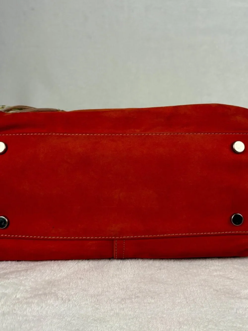 Coach Rare Vintage Hamptons Vermilion Suede Tote with Scarf